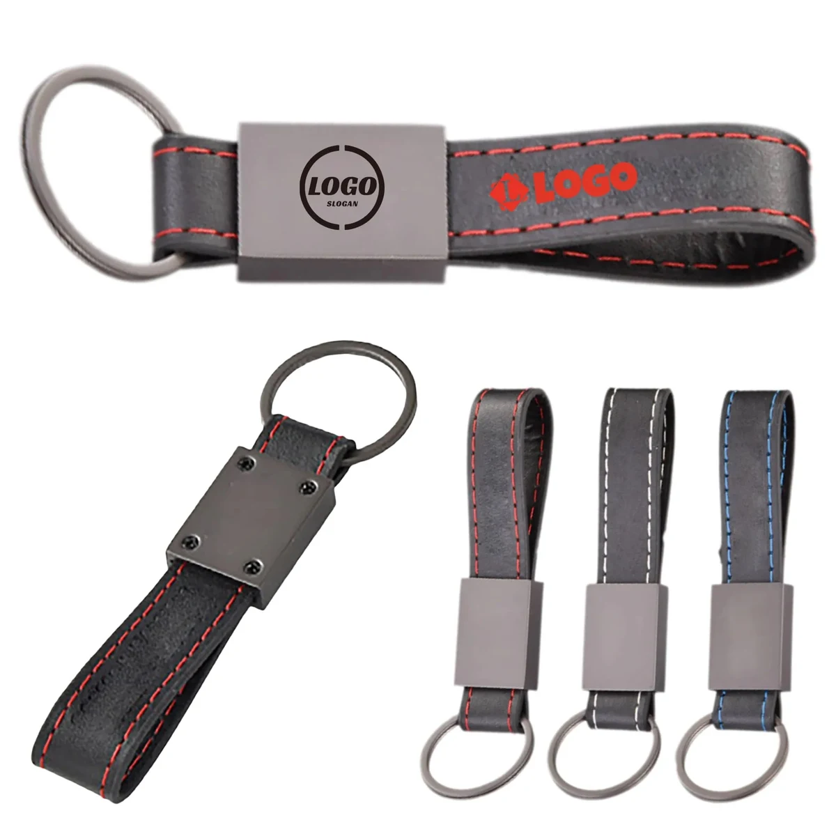 Black Premium Zinc Alloy Leather Business Keychain 1