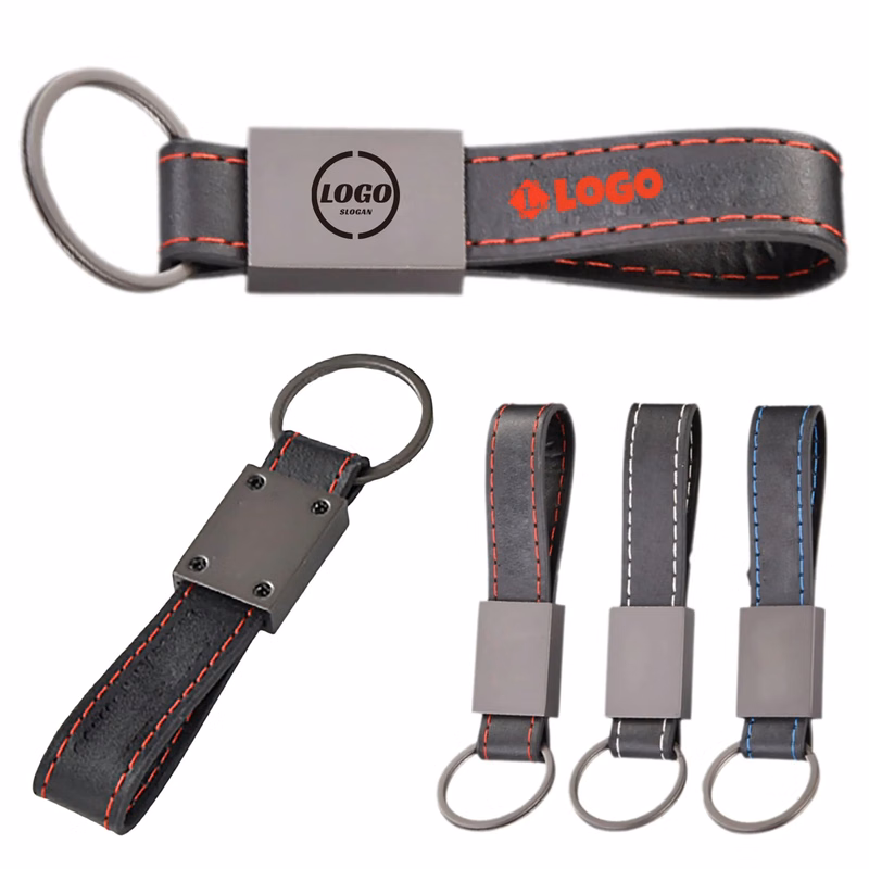 Black Premium Zinc Alloy Leather Business Keychain