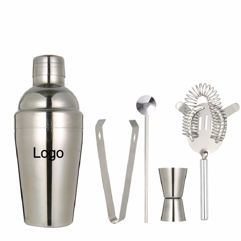 5pcs Stainless Steel Cocktail Bar Shaker Set