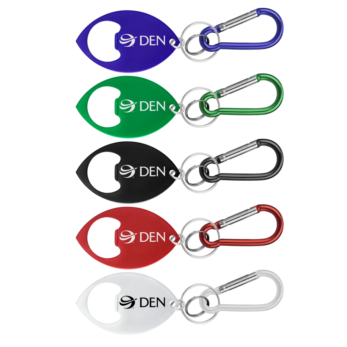 Football Shaped Bottle Opener w/ Key Ring & Carabiner 1