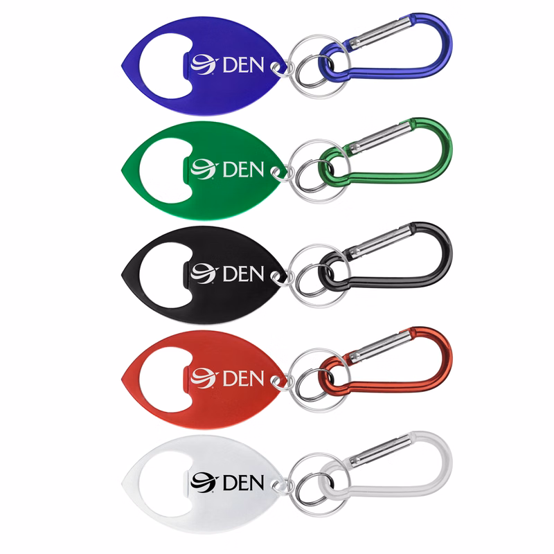 Football Shaped Bottle Opener w/ Key Ring & Carabiner