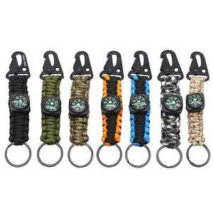 Handmade Paracord Survivor Bracelet Rope Key Chain With Compass 1