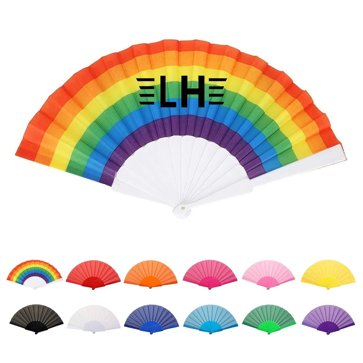 Nylon Folding Hand Fan W/ Plastic handle 1