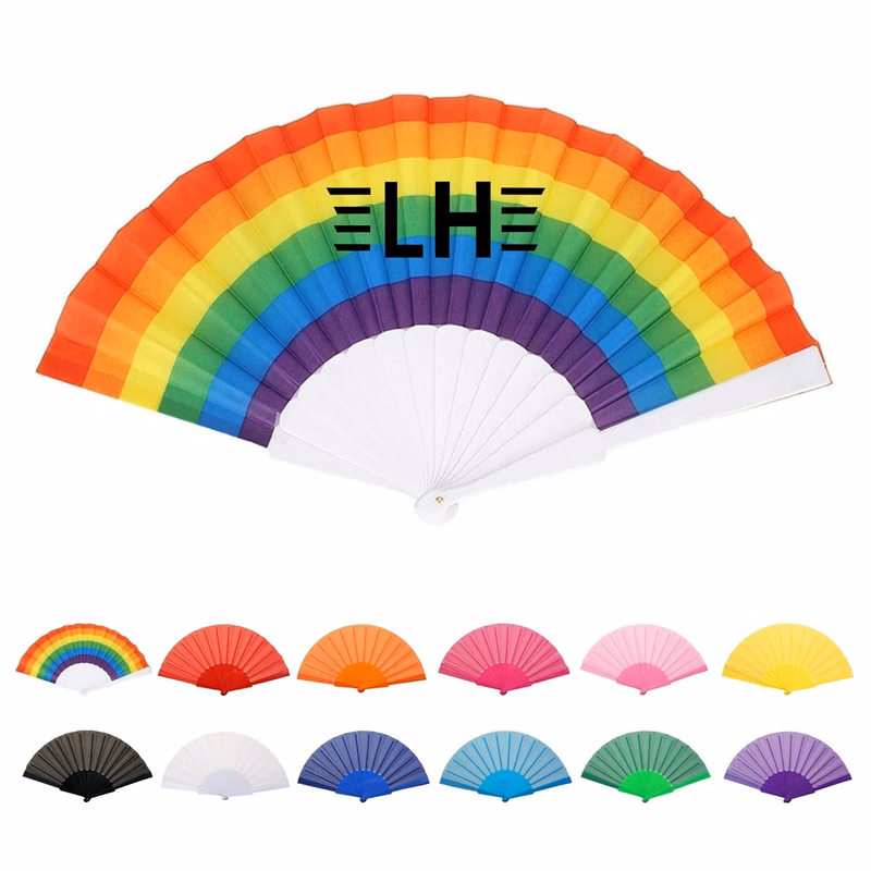 Nylon Folding Hand Fan W/ Plastic handle