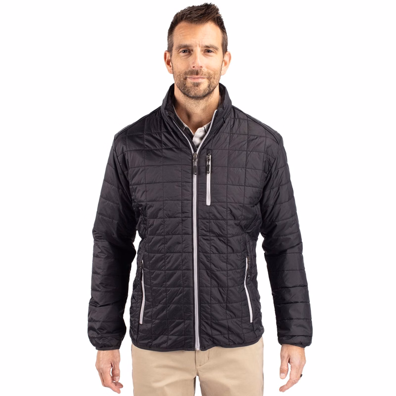 Cutter & Buck Rainier Recycled Insulated Puffer Mens Big & Tall Full Zip Jacket Big & Tall