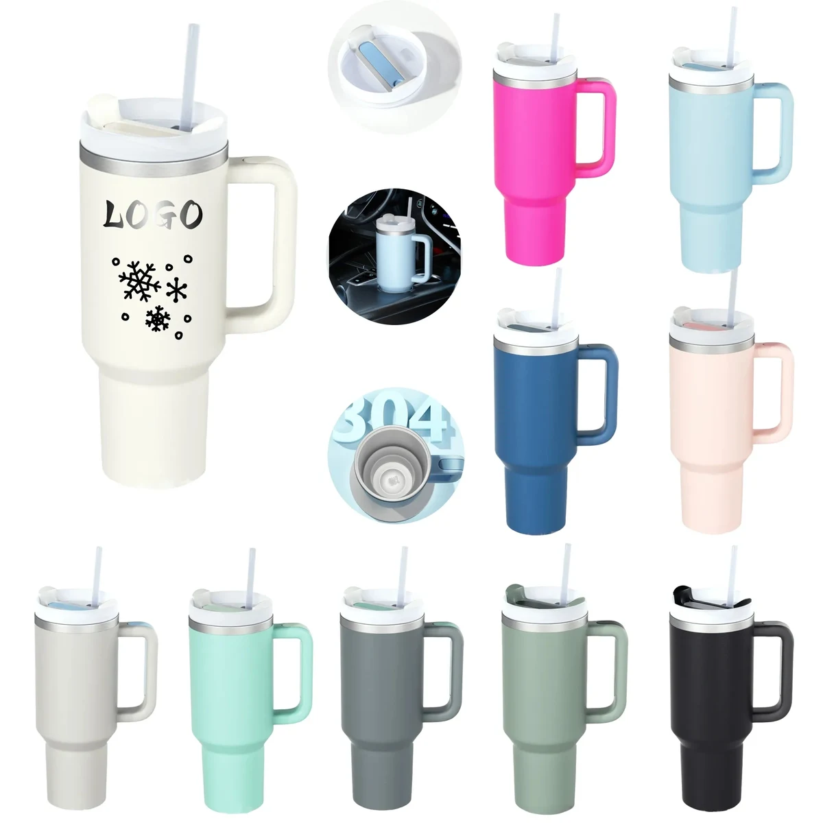 40OZ Vacuum Insulated Travel Iced Cup With Lid And Straw 1