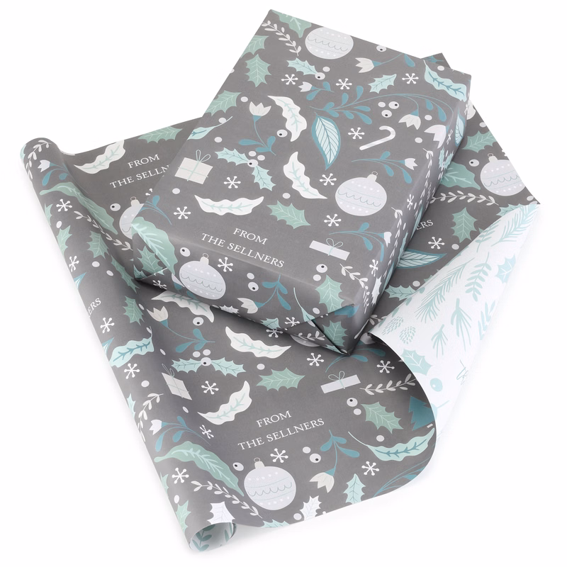 Holiday Floral Reversible Wrapping Paper (28"x20")