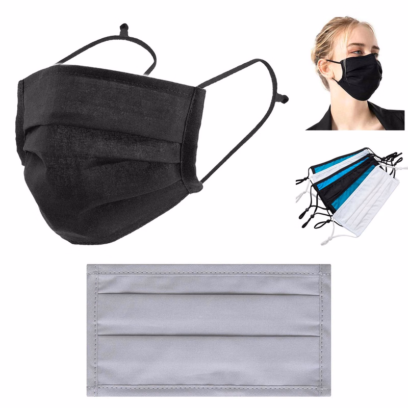 Adjustable Earloop Foldable Black Cotton Masks