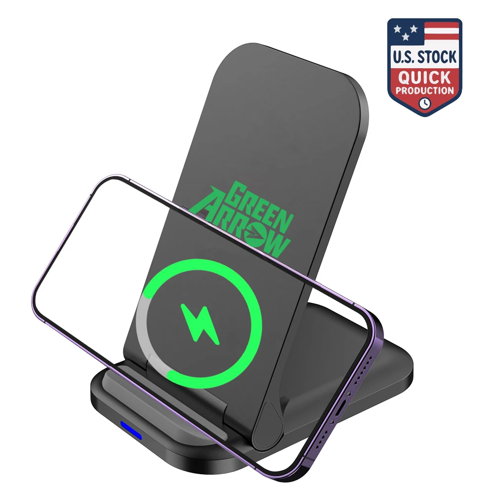 15W Foldable Wireless Charger Stand with Dual Coils & Adjustable Angle 1