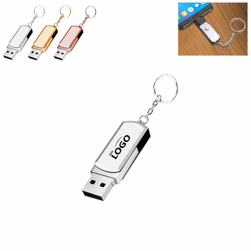 Laser Customizable 4 GB Metal USB Flash Drive With Keychain