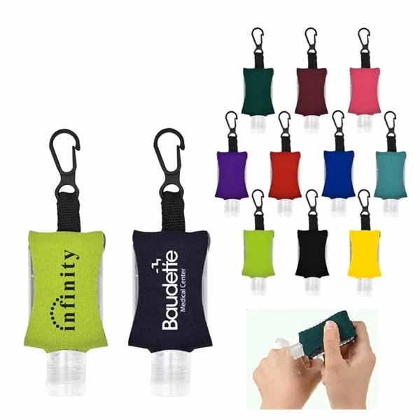 Custom Neoprene 0.5 oz Hand Sanitizer Holder with Clip — Desk & On-the-Go Accessory