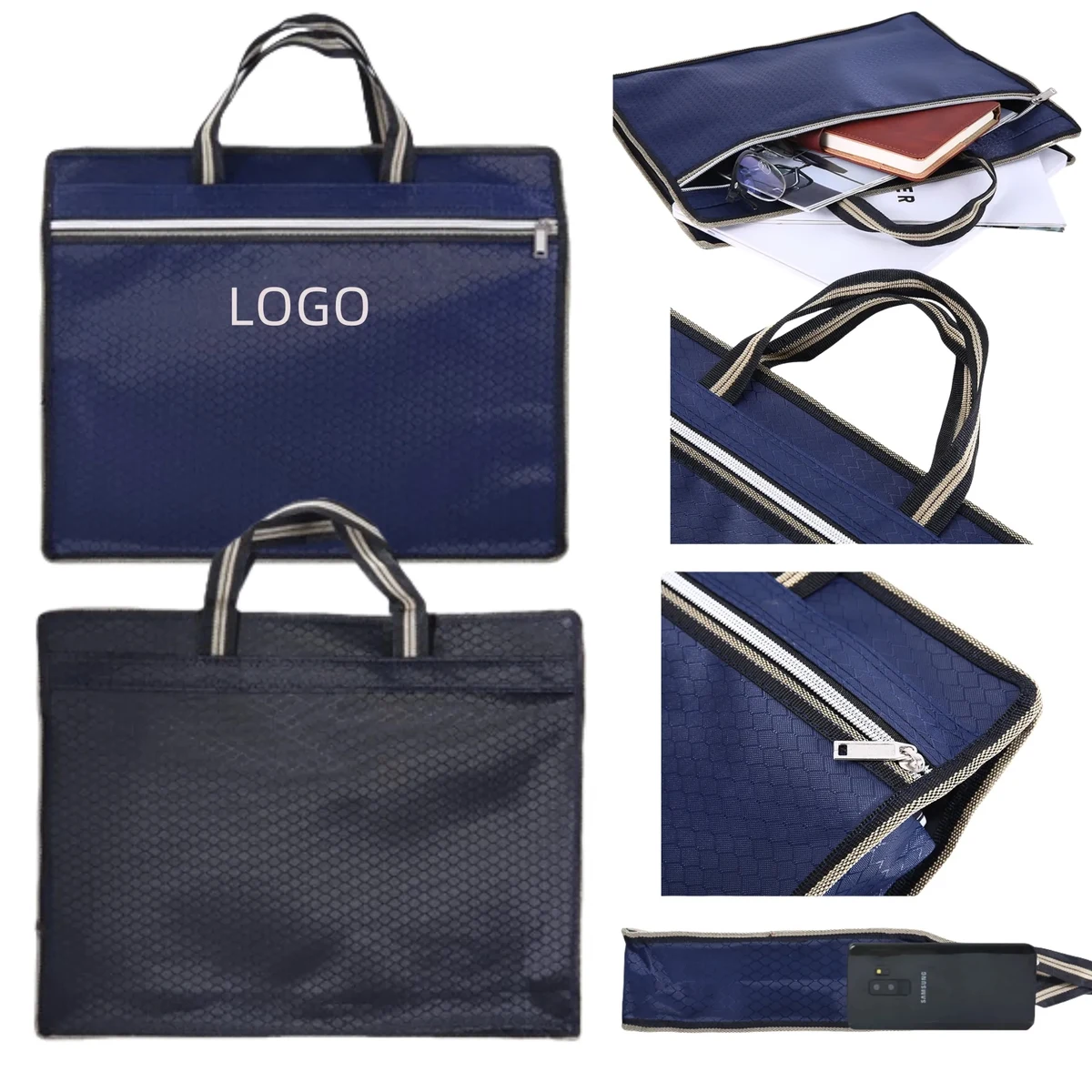 Oxford Fabric Zippered Document Tote Bag 1