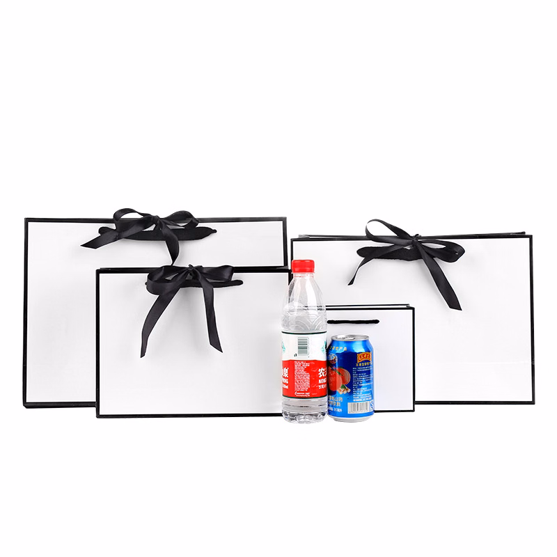White Paper Shopping Bag With Bowknot-14.17" x 9.84" x 4.72"