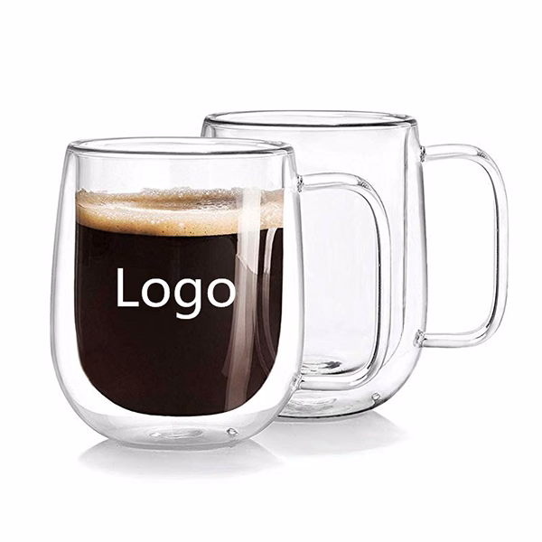 Double Wall Glass Coffee Mugs Tea Cups Set ,12OZ (360ML)