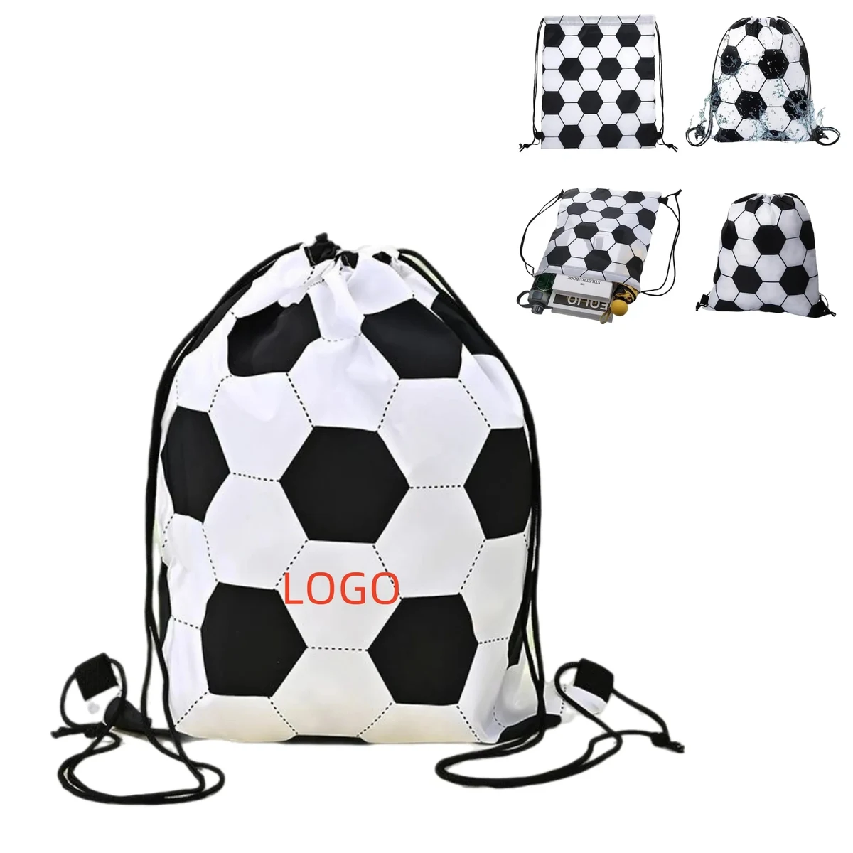 Polyester Sports Drawstring Backpack Double Shoulder Bag 1