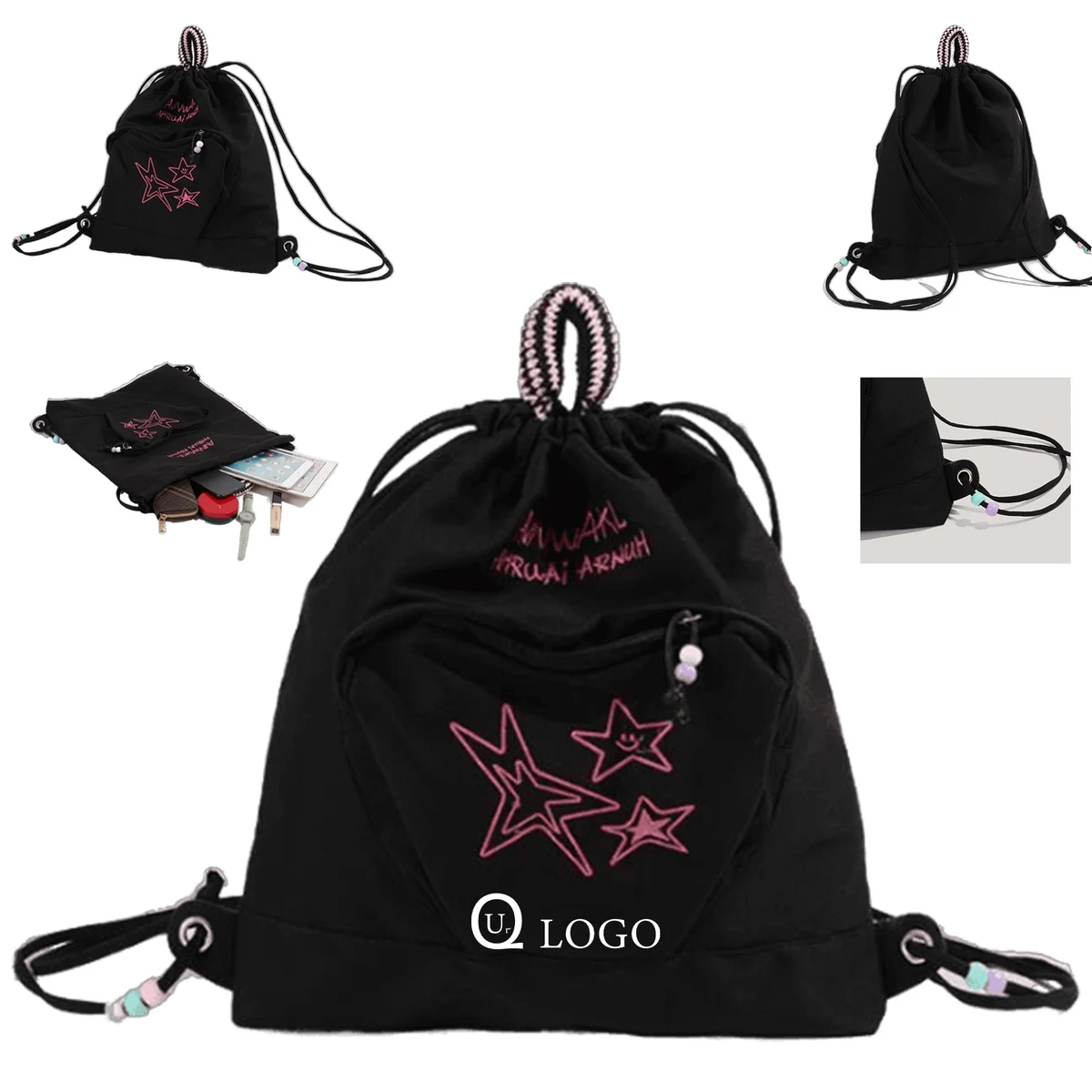 15.35X1.97X17.32 Inch Terylene Drawstring Backpack 1