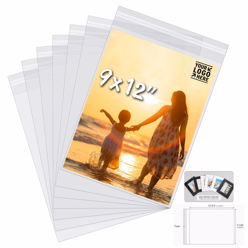 9"x12" Clear Acid-Free Crystal Sleeves Photo Picture Storage Bag