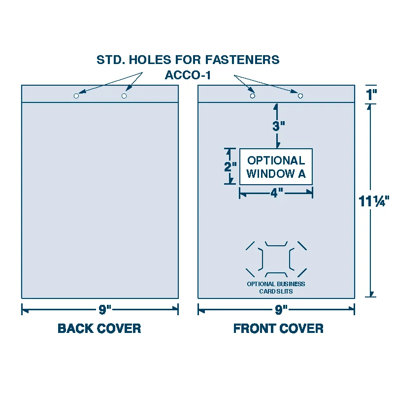 Full Color (4/0) Letter-Size Capacity 2-Piece Cover w/Top Slits for Fasteners (9"x11-1/4") 1