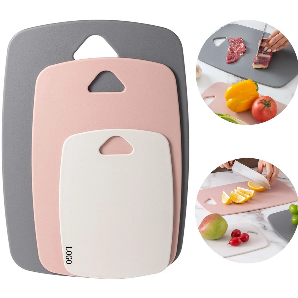 Kitchen Plastic Cutting Board 3 Piece Set Handle 1