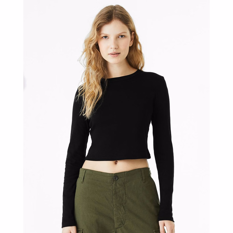 Women's Micro Rib Long Sleeve Baby Tee - 1501