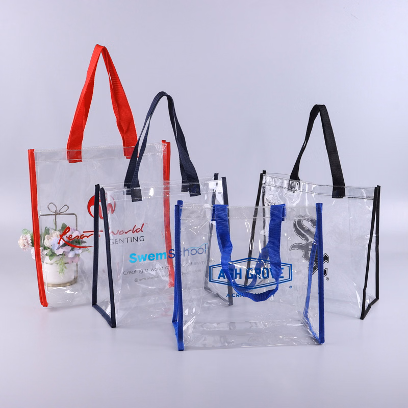 Custom Full Color Printing PVC Transparent Tote Bag