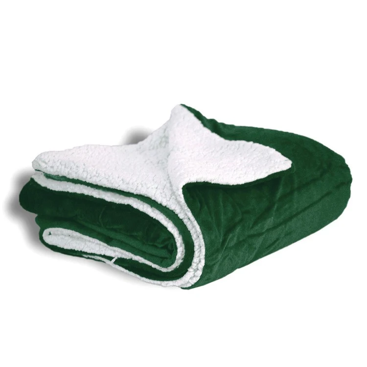 Hunter Green Sherpa Faux Micro Mink/Lambswool Sherpa Throw Blanket 1