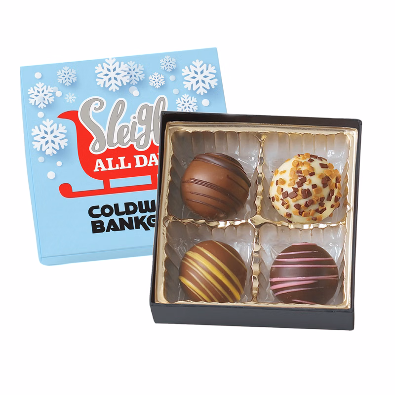 Truffle Gift Box Full Color Lid with 4 Truffles
