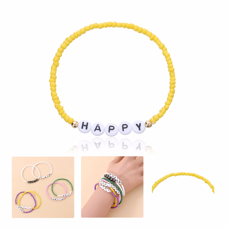 MOQ50 Letter Bead Fashion Bracelet Colorful Beaded Wristband