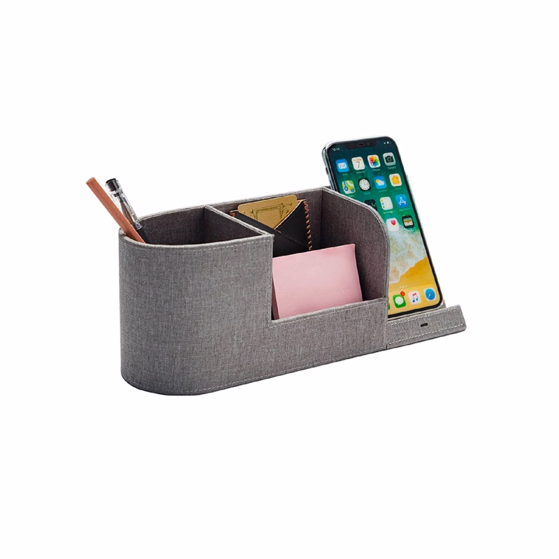 10W QI Wireless Charger Desk Stand with Storage Box
