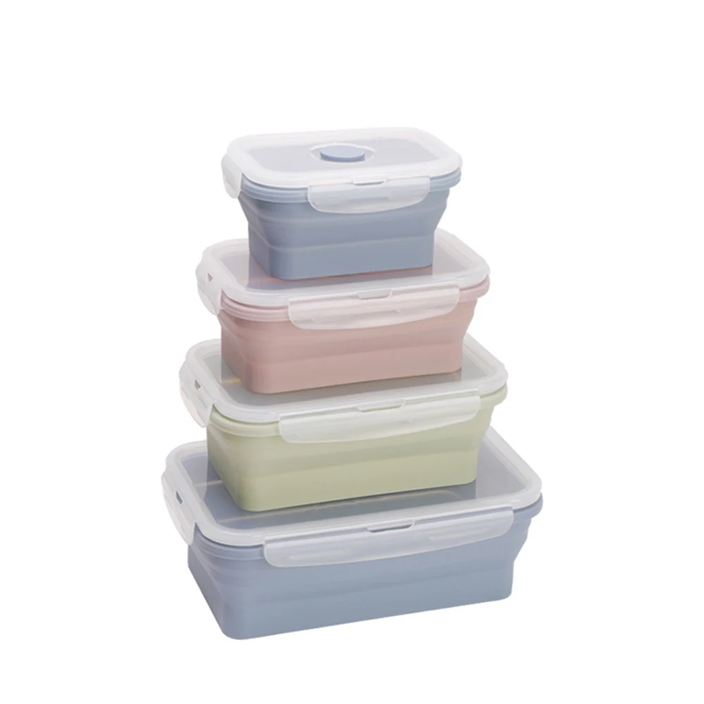 350ml Square silicone folding bowl lunch box travel picnic box 1