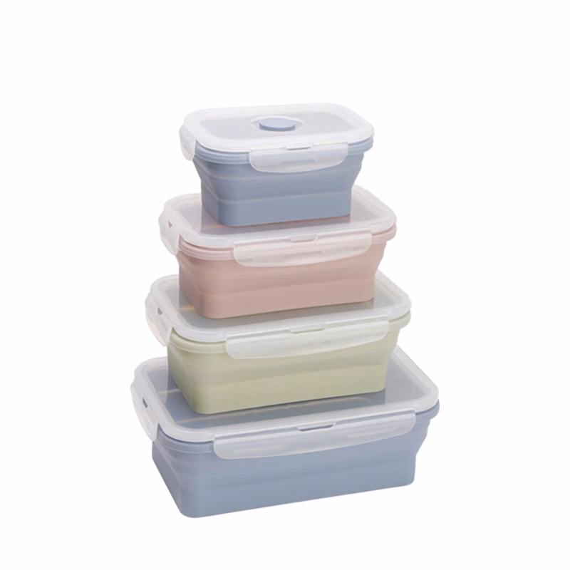350ml Square silicone folding bowl lunch box travel picnic box