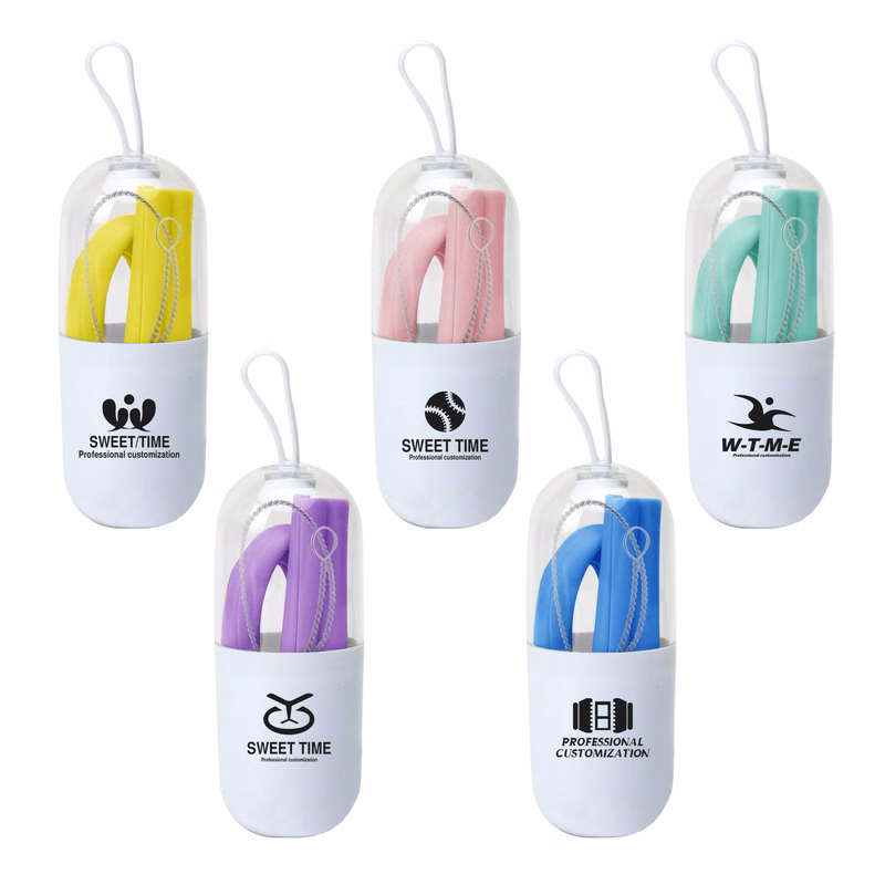 Collapsible Reusable Silicone Drinking Straws Kit