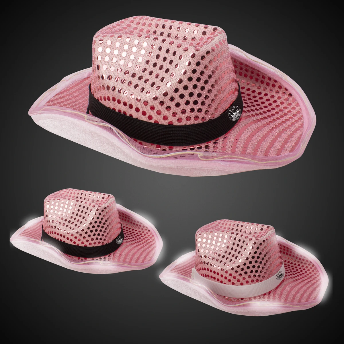 PINK SEQUIN LED COWBOY HAT(Blank) 1
