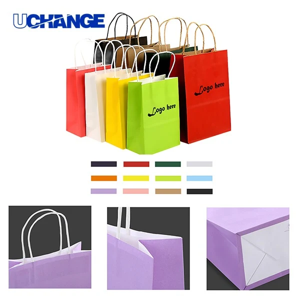 Colored Kraft Paper Tote Bag Organizer with Handles 1