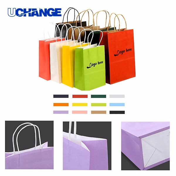 Colored Kraft Paper Tote Bag Organizer with Handles