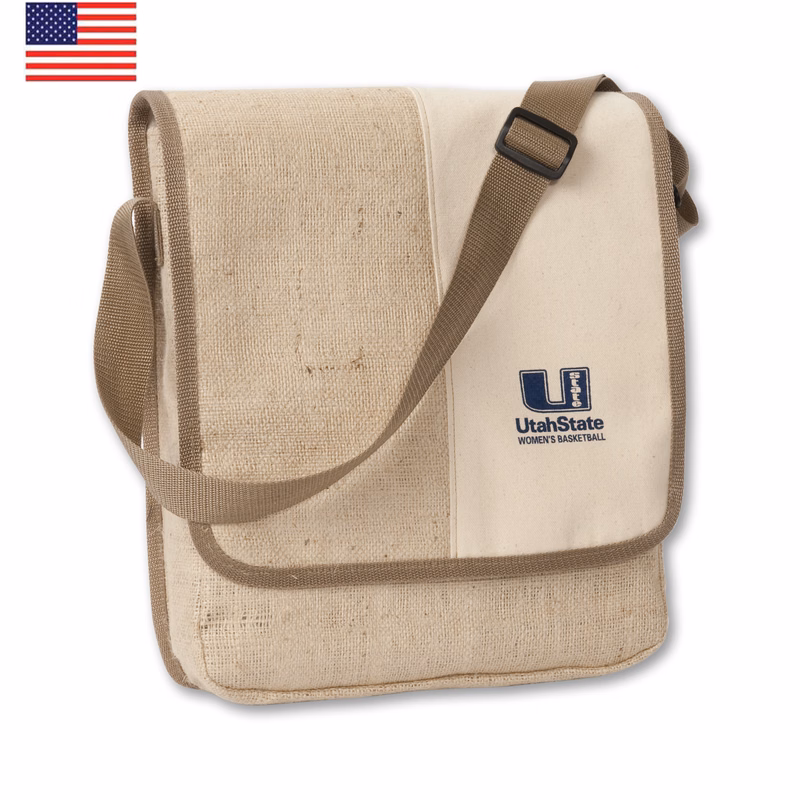 Mediator Satchel Messenger Bag Jute/Cotton/Burlap