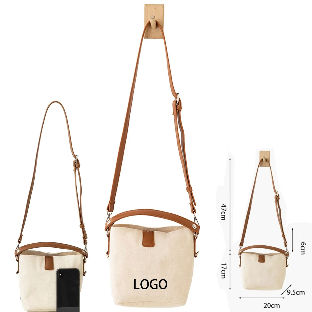 Canvas Tote Handbag Mini Crossbody Bag With Adjustable Strap 1