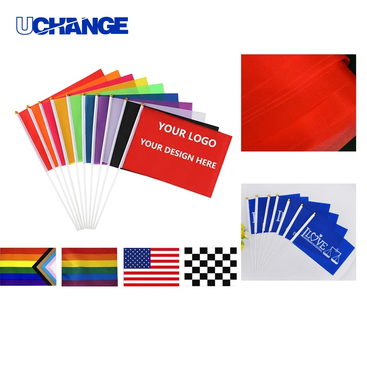 Rapid Full Color Custom Handheld Stick Flag Rush Service 1