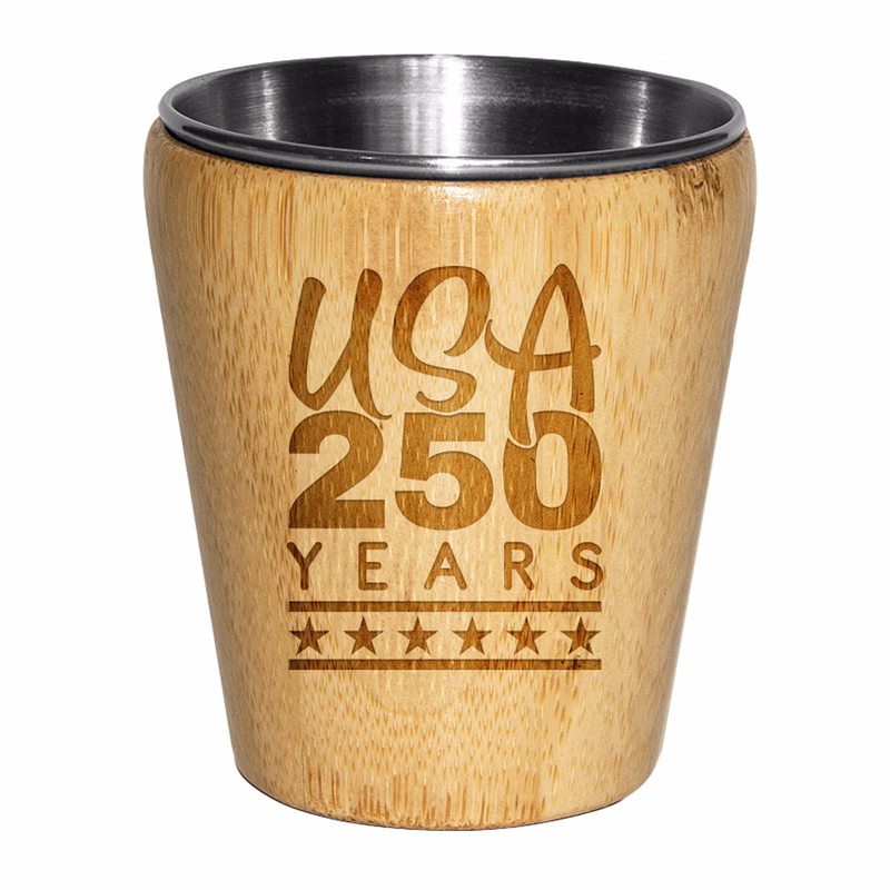 Limited Edition USA 250th Anniversary Bamboo and Stainless Steel Shot Glass