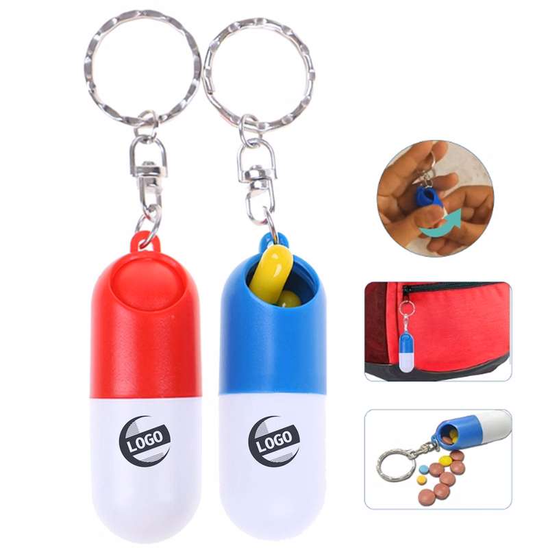 Custom Portable Mini Capsule Shape Keychain Pill Box