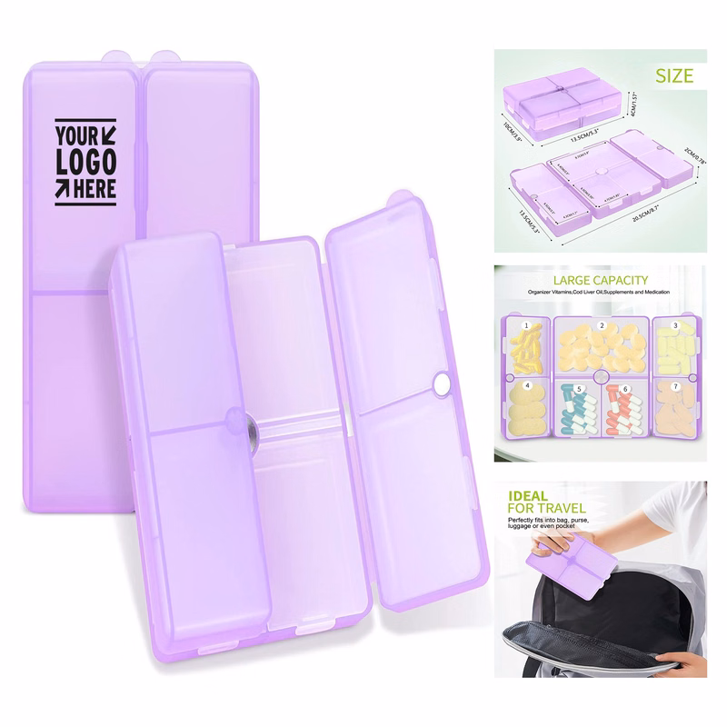 7 Compartments Portable Pill Case Travel Pill Organizer,