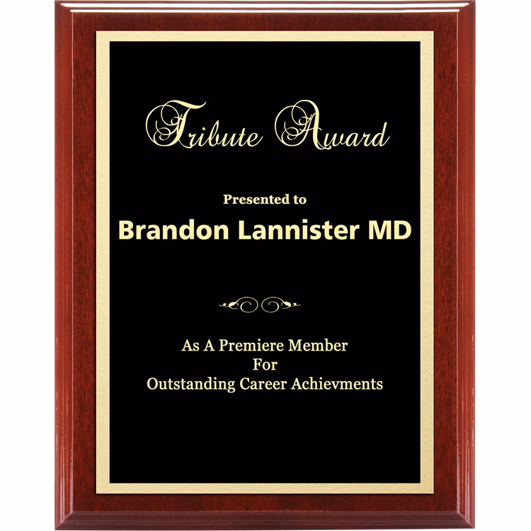 Double Plate Lasered Plaque-Mahogany