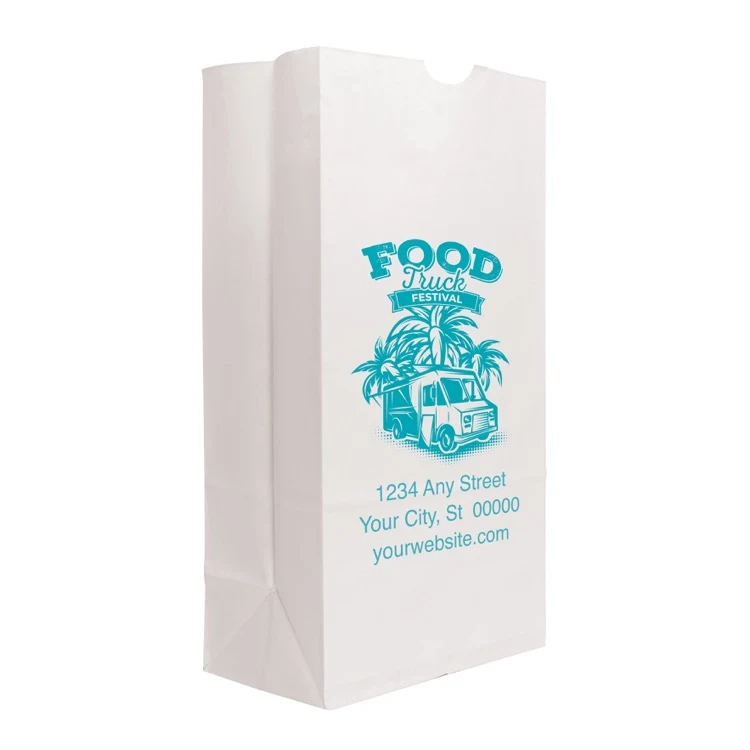 One Color 1-Sided SOS White Paper Bags (7.125" x 13.9375" x 4.375") 1