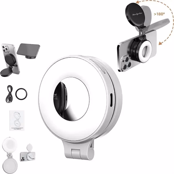 Magnetic 3-in-1 Selfie Light with Mirror for Events, Gifting and Everyday Use