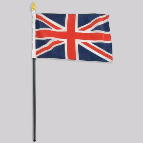 4"x6" United Kingdom Flag With 10" POLE- UK, British, England, English Flag