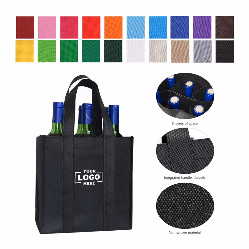 6 Bottle Non-Woven Wine Carrier Tote Gift Bags