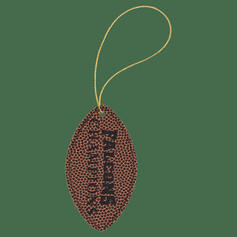 Football Texture Leatherette Ornament with Gold String