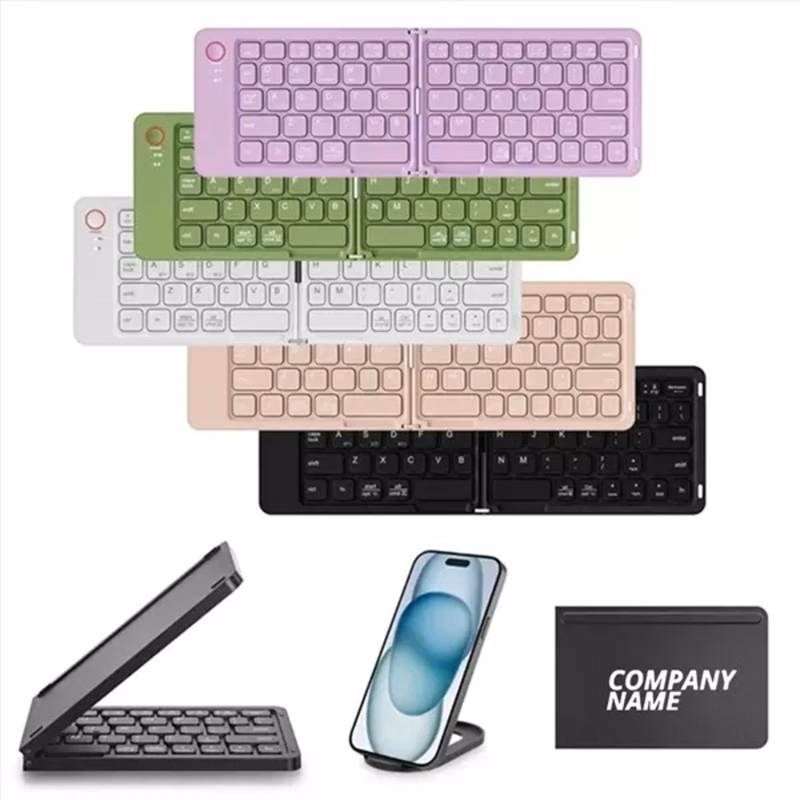 Portable Folding Bluetooth Keyboard with Phone Holder