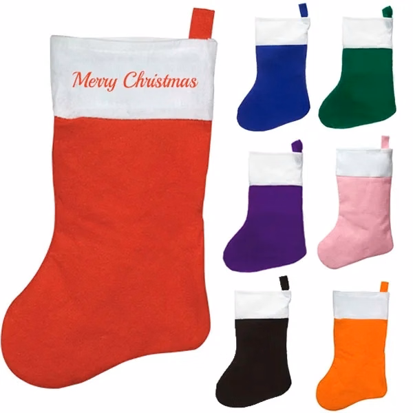Large Holiday Felt Christmas Stocking - 10.5" W x 16" H