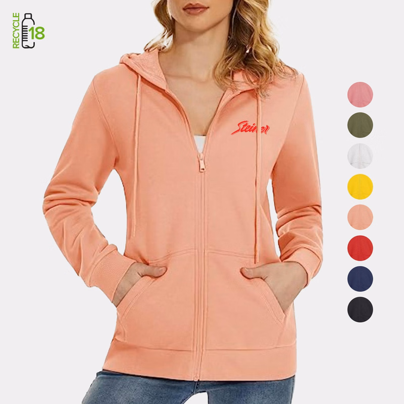REPREVE® - Women's Recycled Zipper Hoodie w/ Kangaroo Pocket & Antibacterial